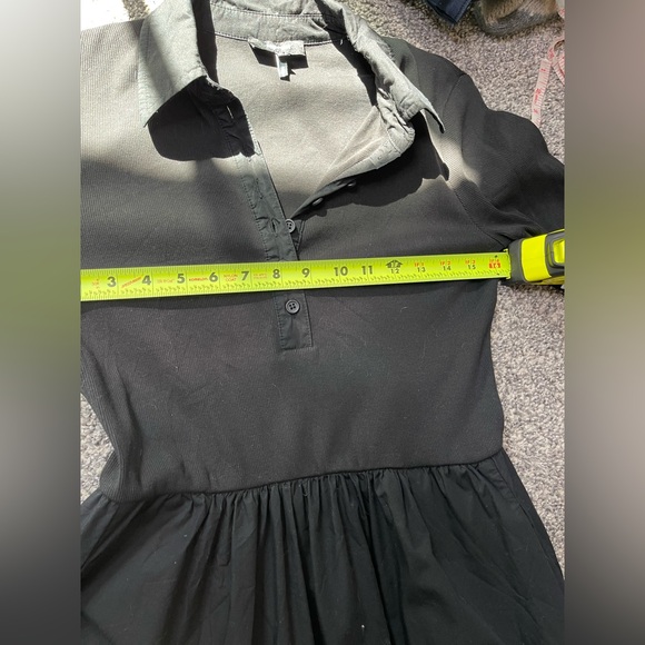 EM+ME Mixed Media Jersey Poplin Shirt Collar Maxi Dress in Black Sz US 6 - Picture 13 of 16
